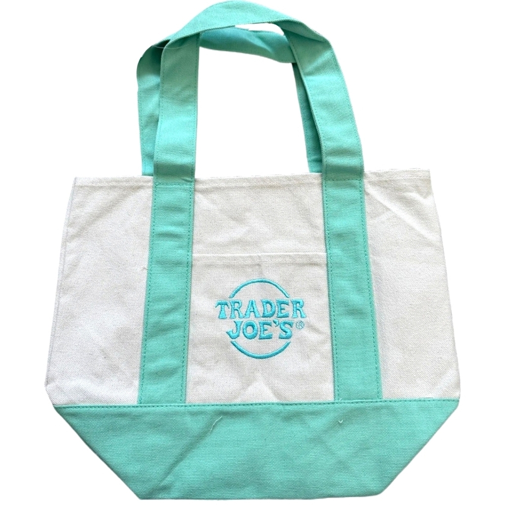 Trader Joe's Mini Canvas Pastel Tote Bag | Mint Green